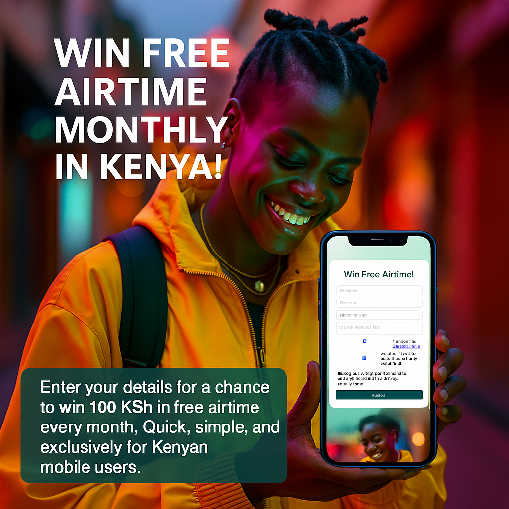 Happy Kenyan mobile user winning free Safaricom airtime via XRPromo